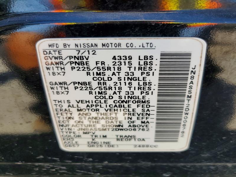 Aukcja sprzedaży 2013 Nissan Rogue, vin: JN8AS5MT2DW006762, numer aukcji: 53528306