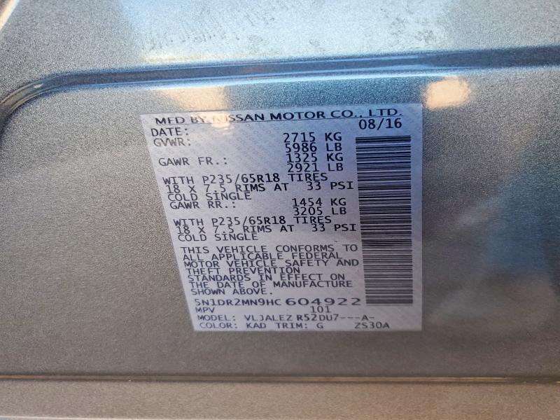 Aukcja sprzedaży 2017 Nissan Pathfinder, vin: 5N1DR2MN9HC604922, numer aukcji: 53099596