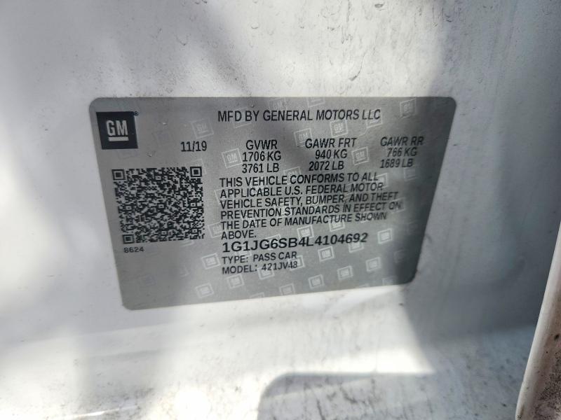 Продажа на аукционе авто 2020 Chevrolet Sonic, vin: 1G1JG6SB4L4104692, номер лота: 52572986