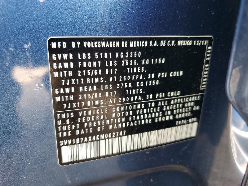 Продажа на аукционе авто 2019 Volkswagen Tiguan, vin: 3VV1B7AX4KM062747, номер лота: 53142816