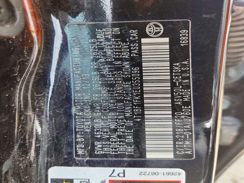 53797096 :رقم المزاد ، 4T1BF1FK1EU355096 vin ، 2014 Toyota Camry مزاد بيع