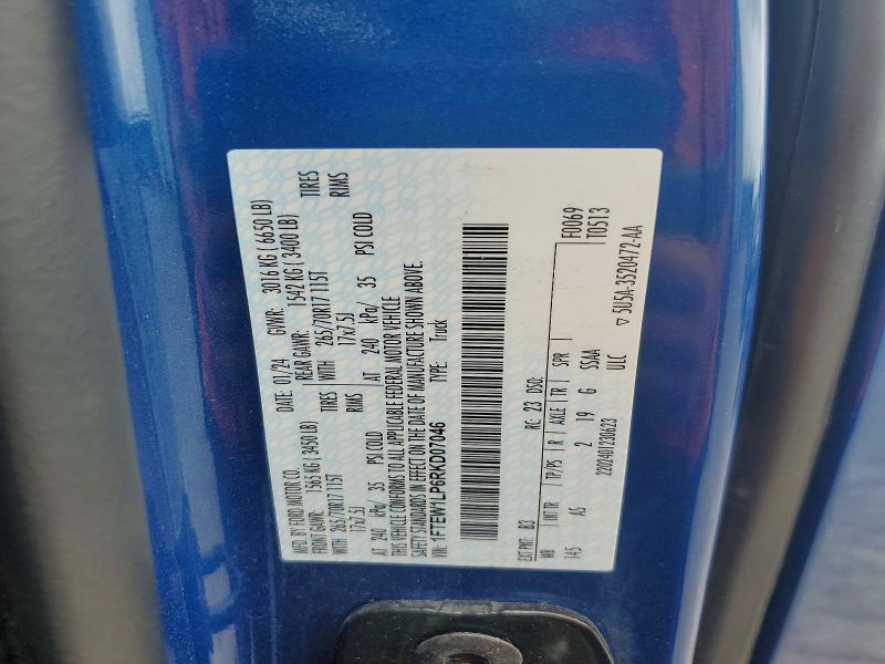 53806466 :رقم المزاد ، 1FTEW1LP6RKD07046 vin ، 2024 Ford F150 مزاد بيع