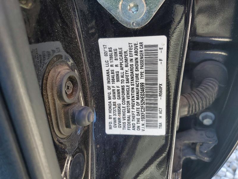 Aukcja sprzedaży 2017 Honda Civic, vin: 19XFC2F52HE034699, numer aukcji: 54183056