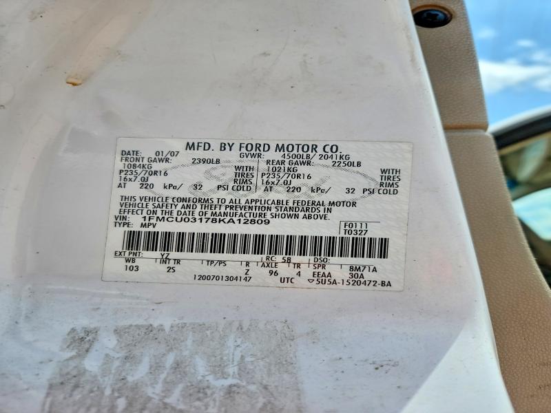 Aukcja sprzedaży 2008 Ford Escape, vin: 1FMCU03178KA12809, numer aukcji: 54145686