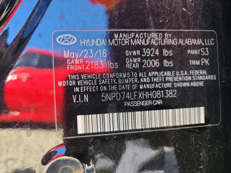 Aukcja sprzedaży 2017 Hyundai Elantra, vin: 5NPD74LFXHH081382, numer aukcji: 54355666