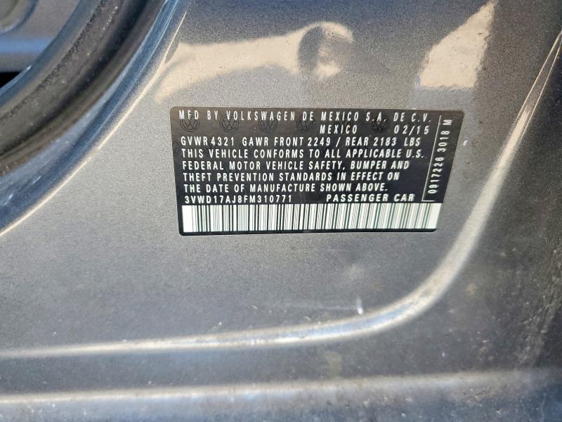 Продажа на аукционе авто 2015 Volkswagen Jetta, vin: 3VWD17AJ8FM310771, номер лота: 54168796