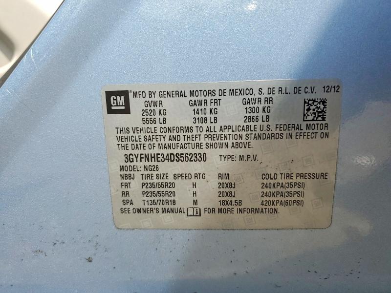 2013 Cadillac Srx მანქანა იყიდება აუქციონზე, vin: 3GYFNHE34DS562330, აუქციონის ნომერი: 52463096