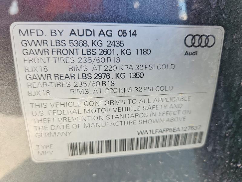 Продажа на аукционе авто 2014 Audi Q5, vin: WA1LFAFP5EA127537, номер лота: 53182786