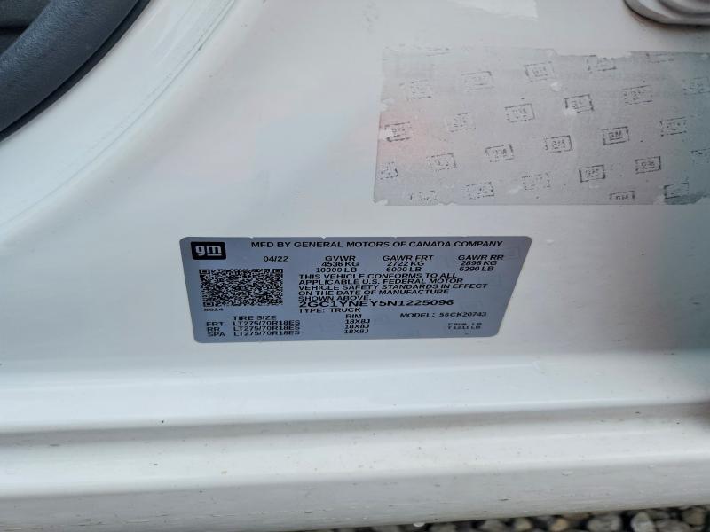 53267816 :رقم المزاد ، 2GC1YNEY5N1225096 vin ، 2022 Chevrolet Silverado مزاد بيع