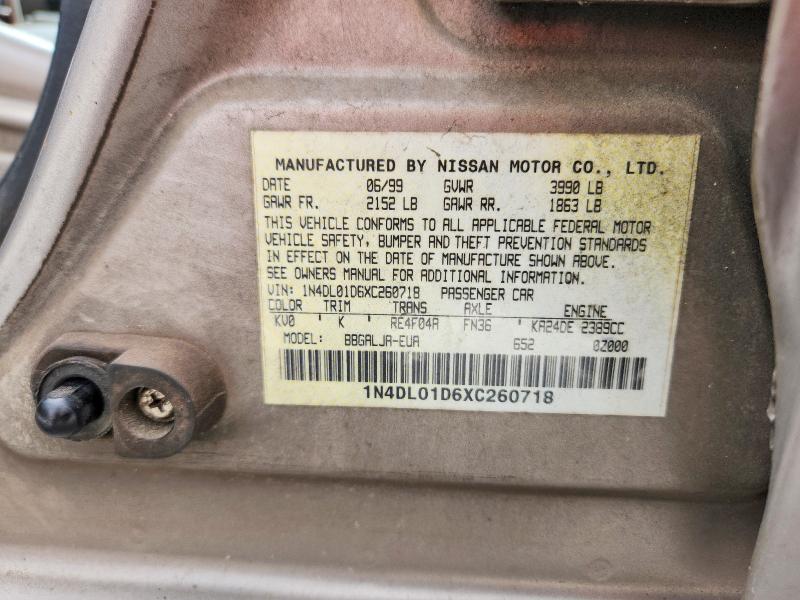 Aukcja sprzedaży 1999 Nissan Altima, vin: 1N4DL01D6XC260718, numer aukcji: 53550896