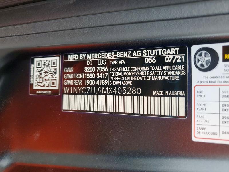 52047316 :رقم المزاد ، W1NYC7HJ9MX405280 vin ، 2021 Mercedes-benz G مزاد بيع