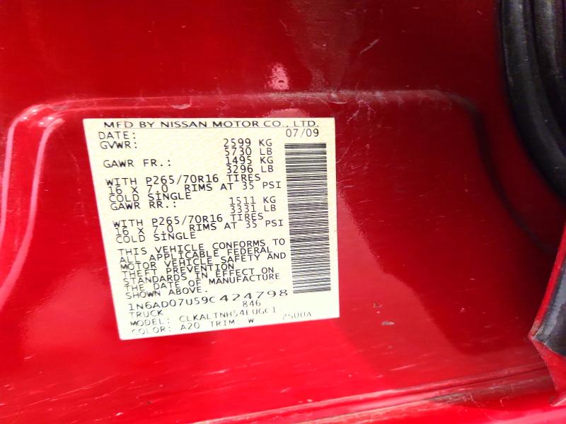 53625006 :رقم المزاد ، 1N6AD07U59C424798 vin ، 2009 Nissan Frontier مزاد بيع