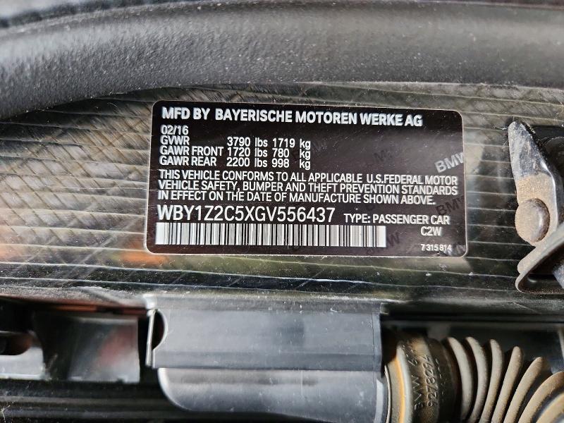 Продаж на аукціоні авто 2016 Bmw I3, vin: WBY1Z2C5XGV556437, номер лоту: 54987906