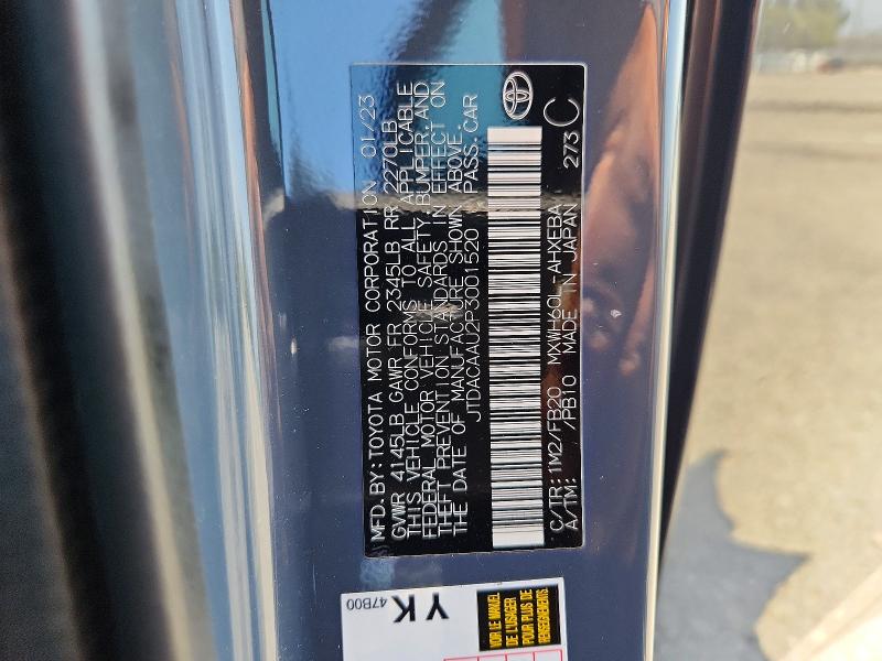 2023 Toyota Prius მანქანა იყიდება აუქციონზე, vin: JTDACAAU2P3001520, აუქციონის ნომერი: 52890986