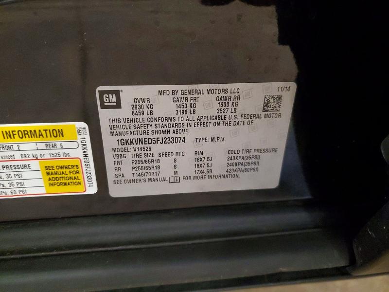 54624876 :رقم المزاد ، 1GKKVNED5FJ233074 vin ، 2015 Gmc Acadia مزاد بيع