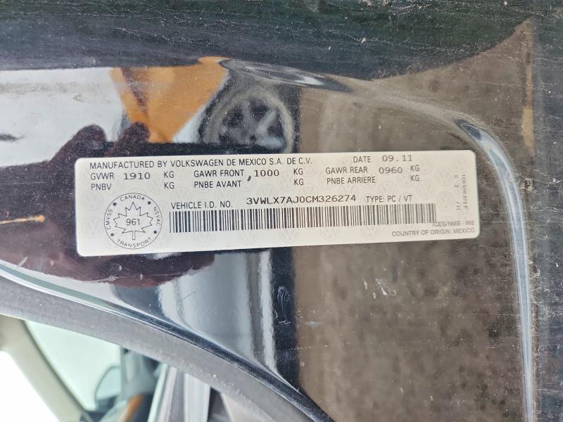 51135946 :رقم المزاد ، 3VWLX7AJ0CM326274 vin ، 2012 Volkswagen Jetta مزاد بيع