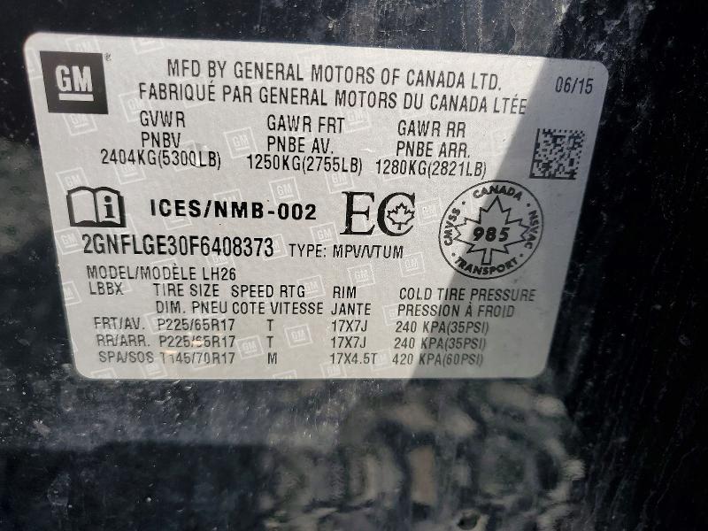 2015 Chevrolet Equinox 1lt მანქანა იყიდება აუქციონზე, vin: 2GNFLGE30F6408373, აუქციონის ნომერი: 53604936