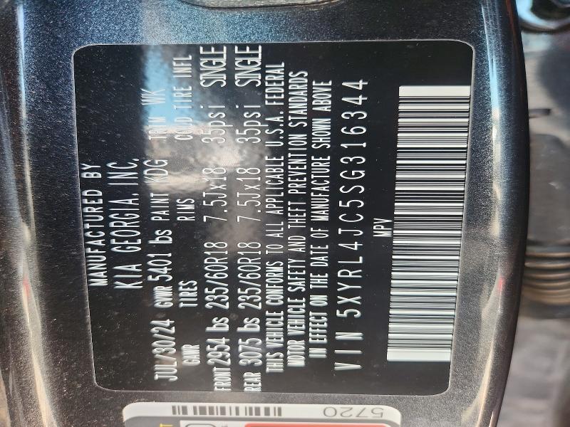 2025 Kia Sorento მანქანა იყიდება აუქციონზე, vin: 5XYRL4JC5SG316344, აუქციონის ნომერი: 52265826