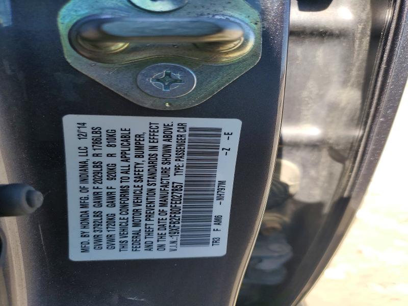 52704616 :رقم المزاد ، 19XFB2F80FE027857 vin ، 2015 Honda Civic مزاد بيع