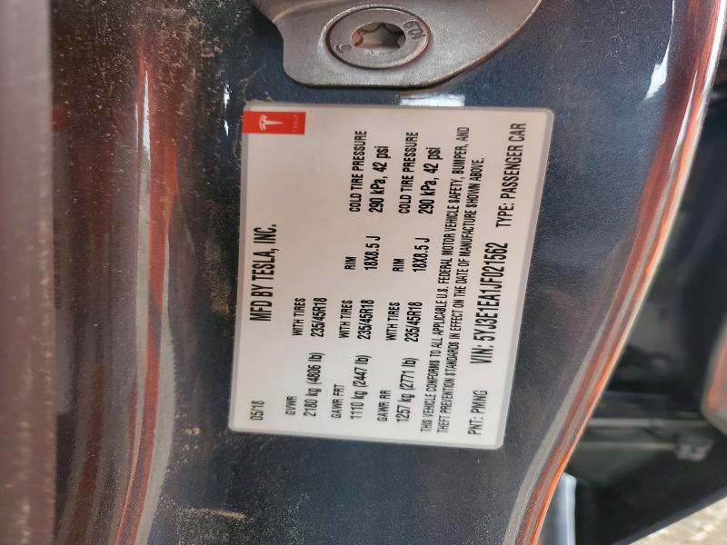 Aukcja sprzedaży 2018 Tesla Model 3, vin: 5YJ3E1EA1JF021562, numer aukcji: 52389016