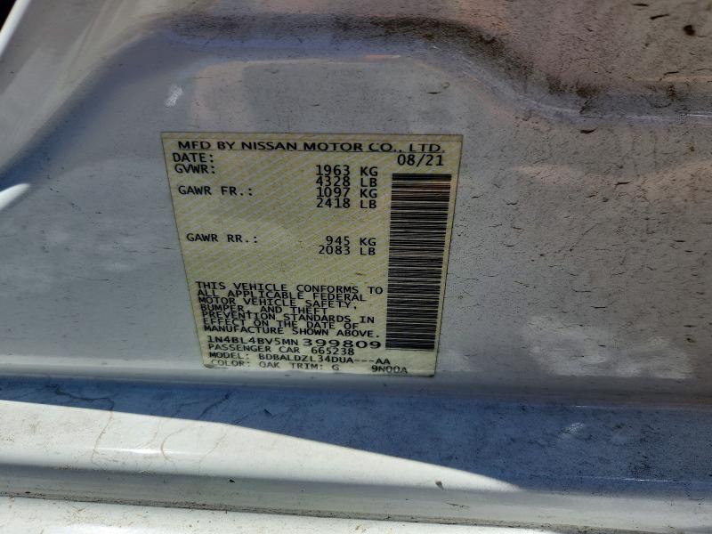 Aukcja sprzedaży 2021 Nissan Altima, vin: 1N4BL4BV5MN399809, numer aukcji: 52696456