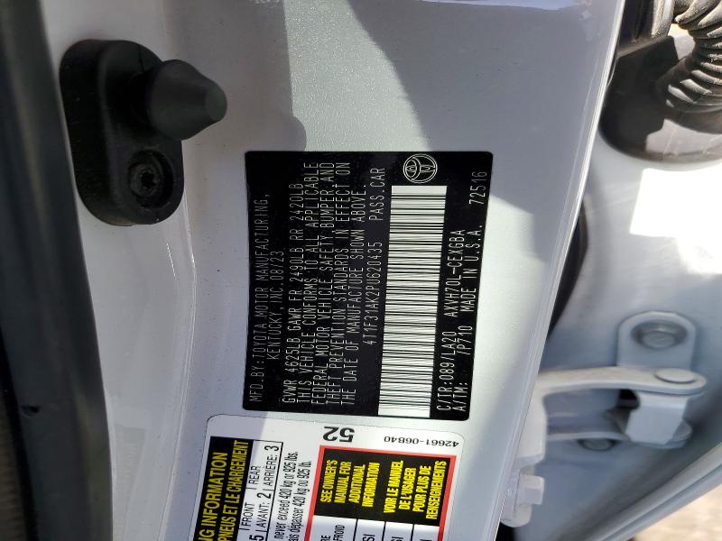 53801546 :رقم المزاد ، 4T1F31AK2PU620435 vin ، 2023 Toyota Camry مزاد بيع