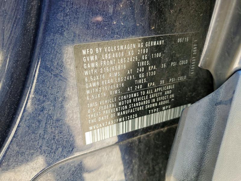 Aukcja sprzedaży 2015 Volkswagen Tiguan, vin: WVGAV7AX7FW612028, numer aukcji: 52872206