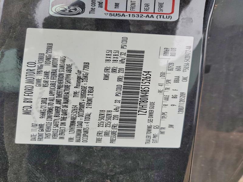 54208826 :رقم المزاد ، 1ZVHT80N485152654 vin ، 2008 Ford Mustang مزاد بيع