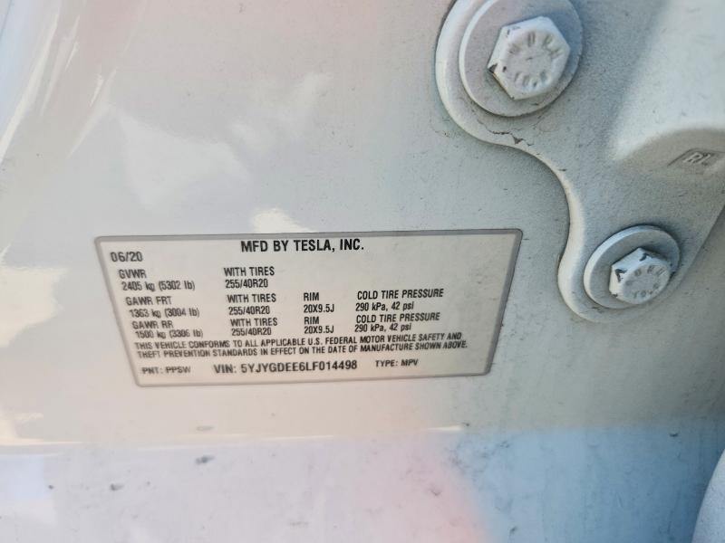 53241266 :رقم المزاد ، 5YJYGDEE6LF014498 vin ، 2020 Tesla Model Y مزاد بيع