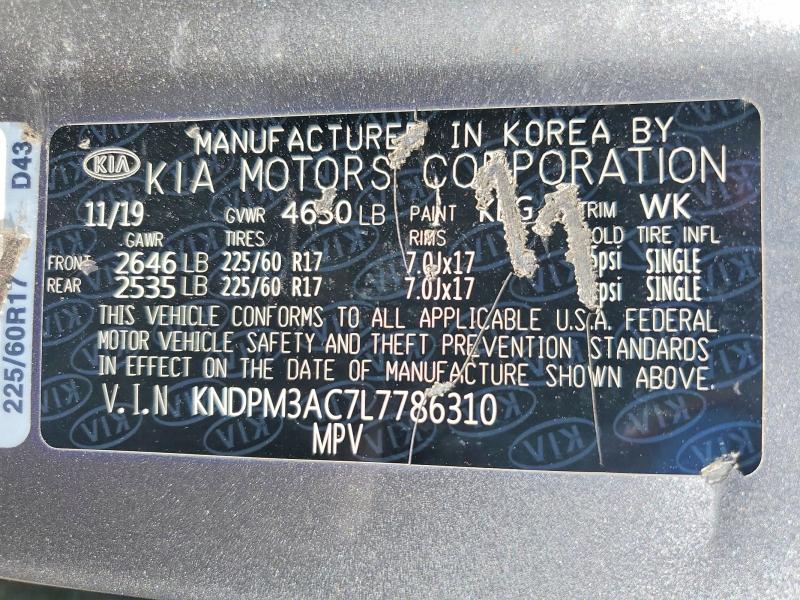 54666306 :رقم المزاد ، KNDPM3AC7L7786310 vin ، 2020 Kia Sportage مزاد بيع