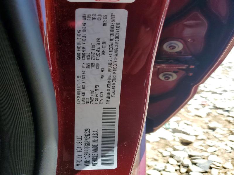 2023 Ram 1500 მანქანა იყიდება აუქციონზე, vin: 1C6RRFFG8PN692629, აუქციონის ნომერი: 54322826