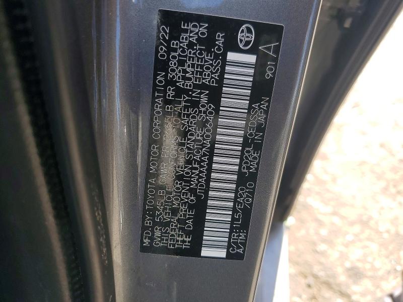 Продаж на аукціоні авто 2022 Toyota Mirai, vin: JTDAAAAA7NA006409, номер лоту: 54544676