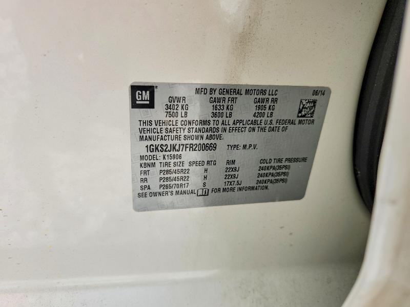 2015 Gmc Yukon Xl მანქანა იყიდება აუქციონზე, vin: 1GKS2JKJ7FR200669, აუქციონის ნომერი: 52014776