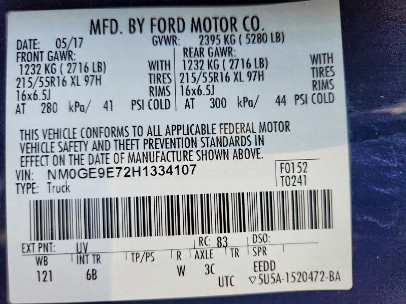 Продажа на аукционе авто 2017 Ford Transit Connect, vin: NM0GE9E72H1334107, номер лота: 55060136