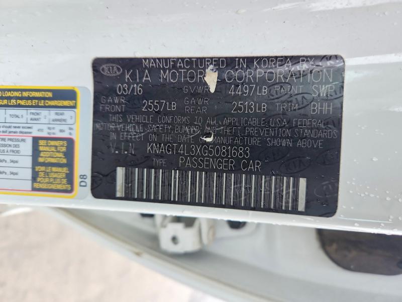 Aukcja sprzedaży 2016 Kia Optima, vin: KNAGT4L3XG5081683, numer aukcji: 52391146