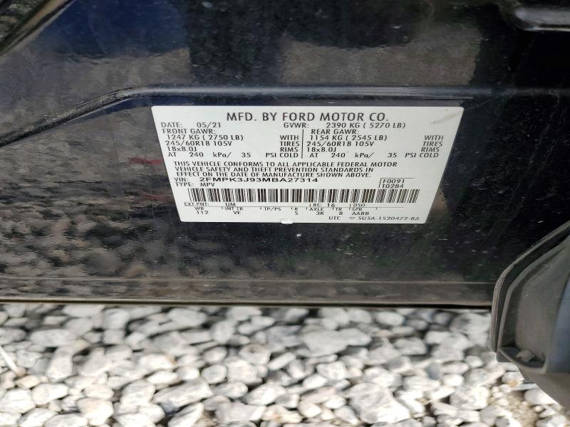 54519986 :رقم المزاد ، 2FMPK3J93MBA27314 vin ، 2021 Ford Edge مزاد بيع