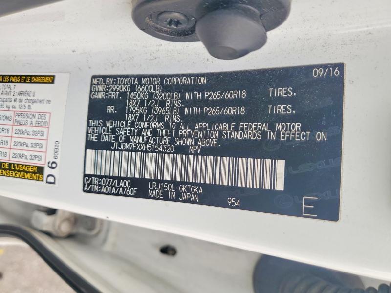 55181896 :رقم المزاد ، JTJBM7FXXH5154320 vin ، 2017 Lexus Gx مزاد بيع