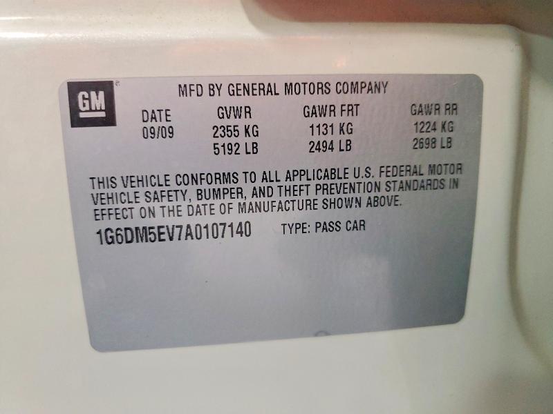 2010 Cadillac Cts მანქანა იყიდება აუქციონზე, vin: 1G6DM5EV7A0107140, აუქციონის ნომერი: 54886386