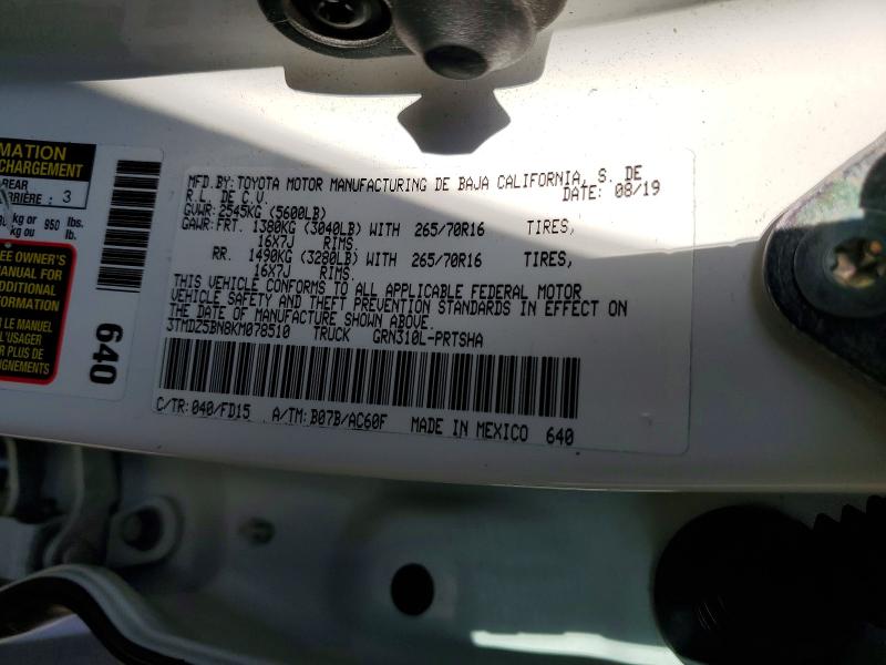 54660806 :رقم المزاد ، 3TMDZ5BN8KM078510 vin ، 2019 Toyota Tacoma مزاد بيع