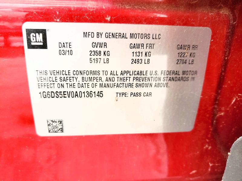 Auction sale of the 2010 Cadillac Cts, vin: 1G6DS5EV0A0136145, lot number: 54778666