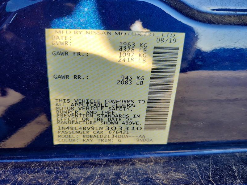 Aukcja sprzedaży 2020 Nissan Altima, vin: 1N4BL4BV9LN303310, numer aukcji: 53374766