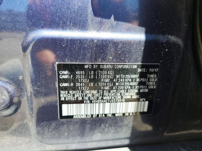 53519726 :رقم المزاد ، 4S4BSAAC7J3273918 vin ، 2018 Subaru Outback مزاد بيع