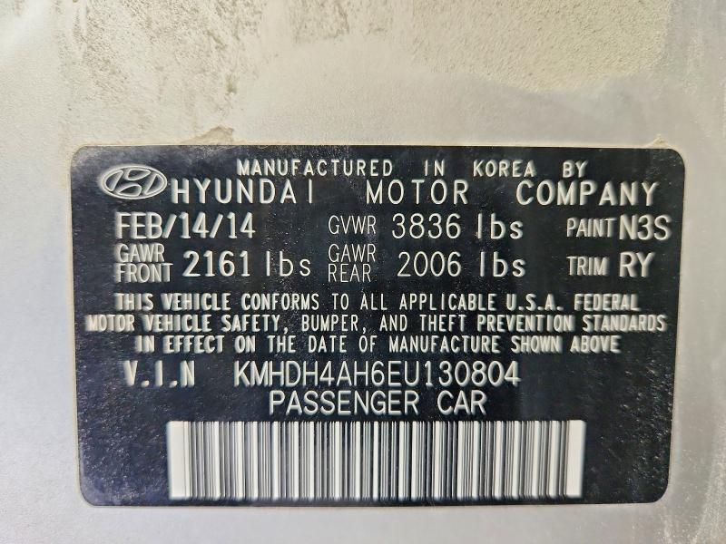 Продажа на аукционе авто 2014 Hyundai Elantra, vin: KMHDH4AH6EU130804, номер лота: 53012096