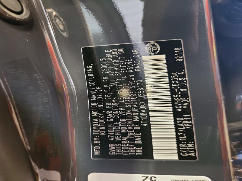 Aukcja sprzedaży 2026 Toyota Camry, vin: 4T1DBADKXTU558170, numer aukcji: 53999706