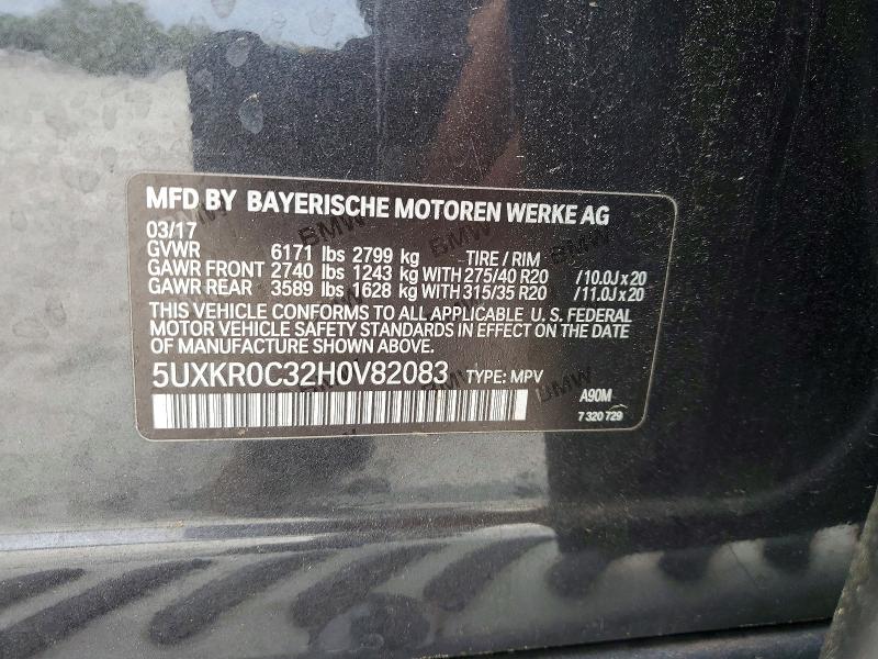 51834506 :رقم المزاد ، 5UXKR0C32H0V82083 vin ، 2017 Bmw X5 مزاد بيع