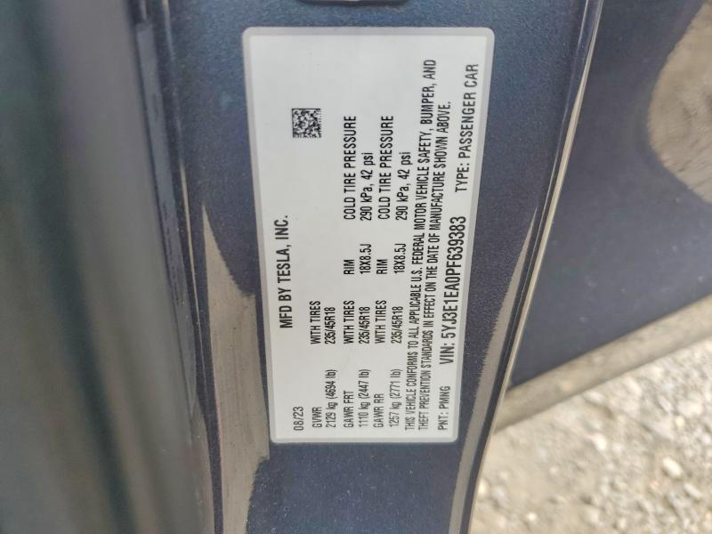 54418556 :رقم المزاد ، 5YJ3E1EA0PF639383 vin ، 2023 Tesla Model 3 مزاد بيع