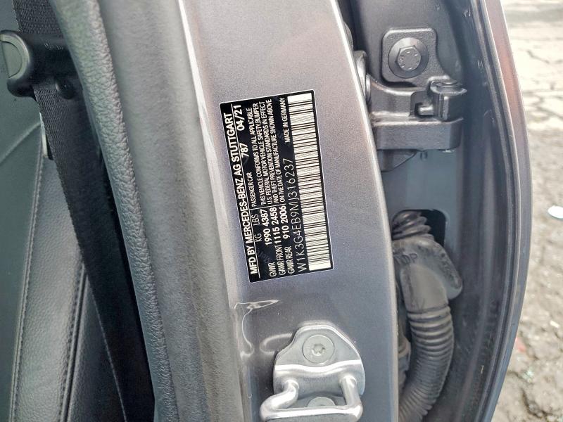 52423106 :رقم المزاد ، W1K3G4EB9MJ316237 vin ، 2021 Mercedes-benz A مزاد بيع