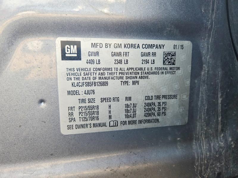 Продажа на аукционе авто 2015 Buick Encore, vin: KL4CJFSB5FB126809, номер лота: 52006736