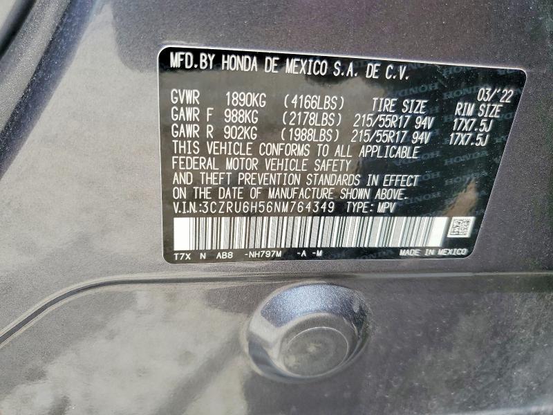 Продажа на аукционе авто 2022 Honda Hr-v, vin: 3CZRU6H56NM764349, номер лота: 51283276