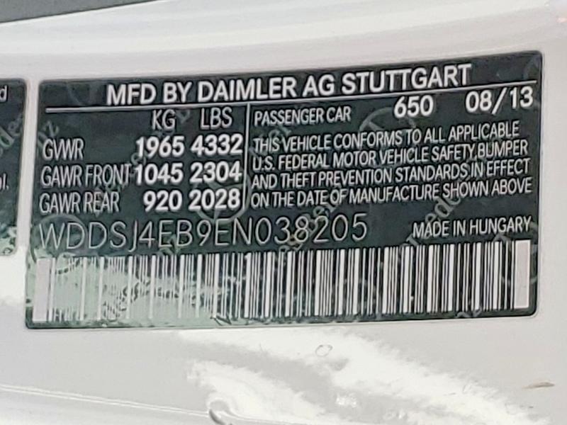 52941536 :رقم المزاد ، WDDSJ4EB9EN038205 vin ، 2014 Mercedes-benz Cla مزاد بيع